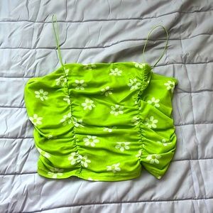 Cute green flower crop top! Size M, brand is “self esteem”